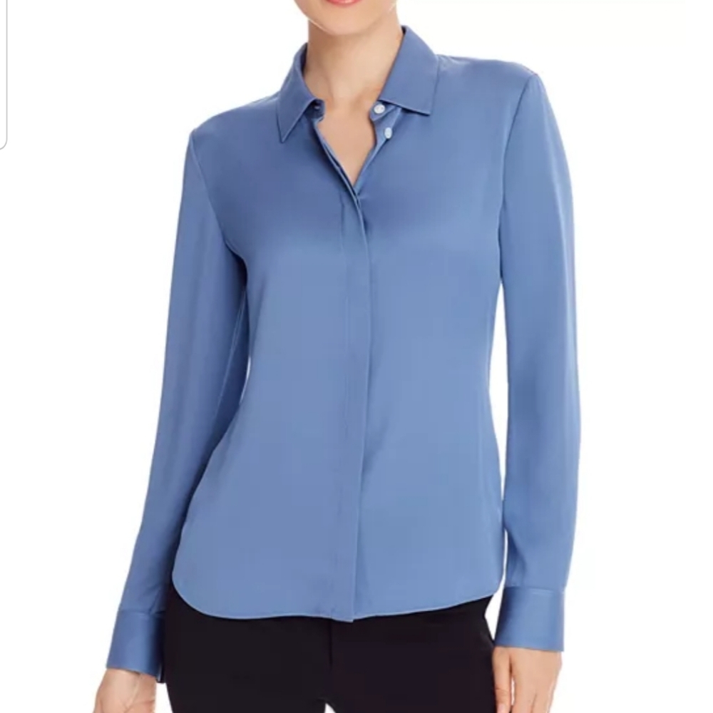 BNWT Theory Lapis Blue Silk Blouse size P